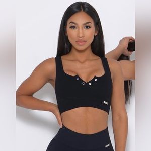 Bombshell Sportswear Inspired Seamless Snap Bra- Black- Size M